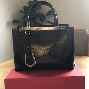 Authentic Fendi 2jours black leather Handbag